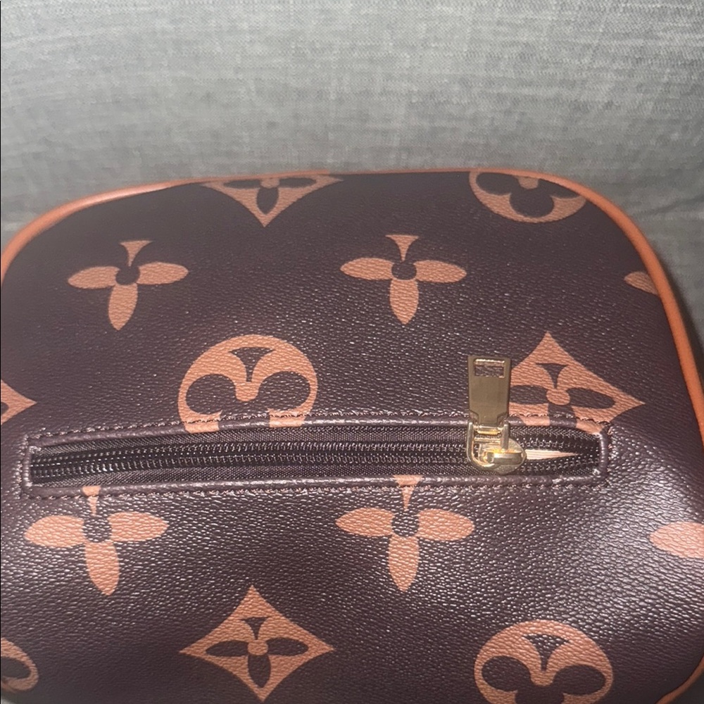 Vegan Leather Brown and Tan Monogram Crossbody Bag-NWOT - Picture 5 of 8